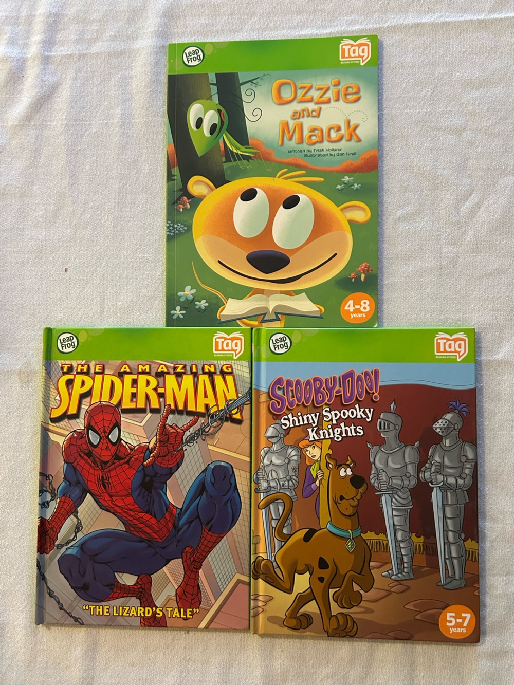 LeapFrog Tag Books: Ozzie and Mack, Spider-Man, Scooby-Doo Set of 3